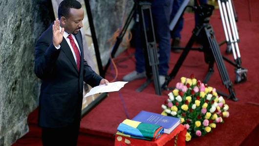 dr. abiye ahmed being sworn in as prime minister