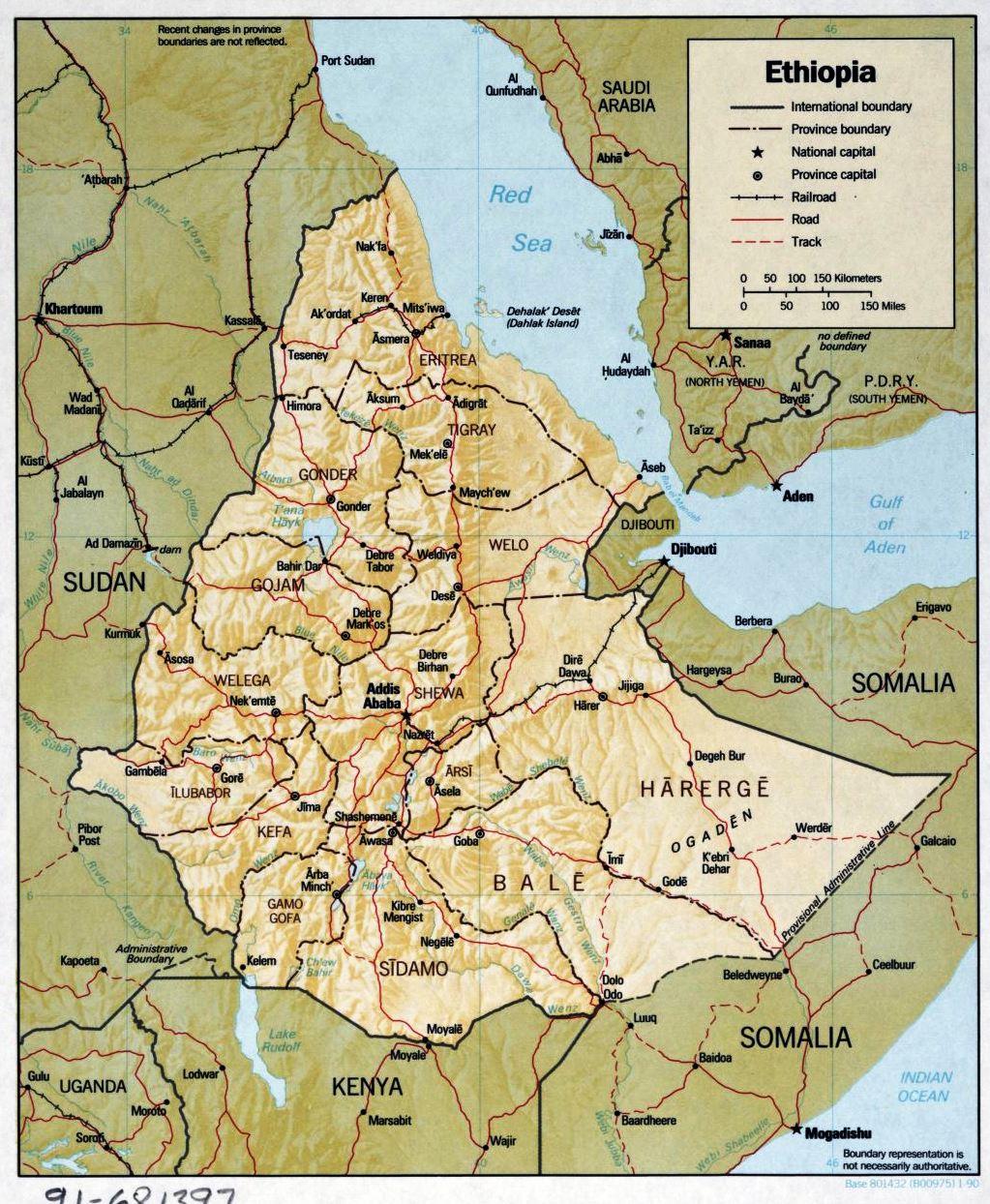 ethiopian map from 1990
